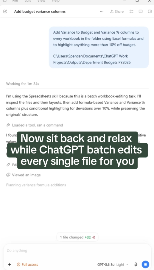 Using AI to coordinate Excel file edits