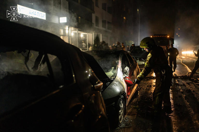 Kyiv hit by overnight Russian attack: High-rise and warehouse catch ...