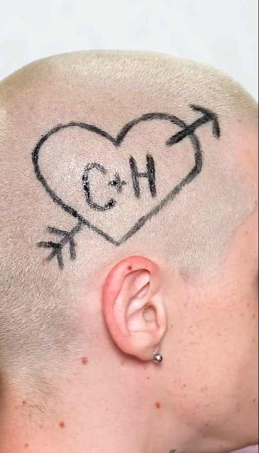 Personalizing a buzz cut with dyed initials