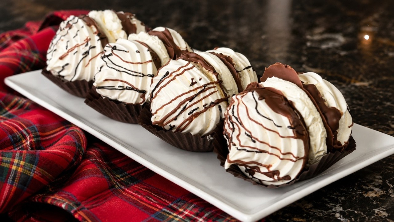 How to make fresh cream meringues with chocolate and strawberries