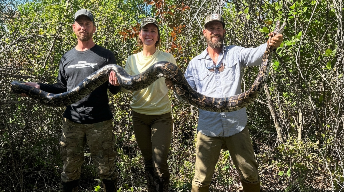 TV star catches giant python looking to breed on Python Island