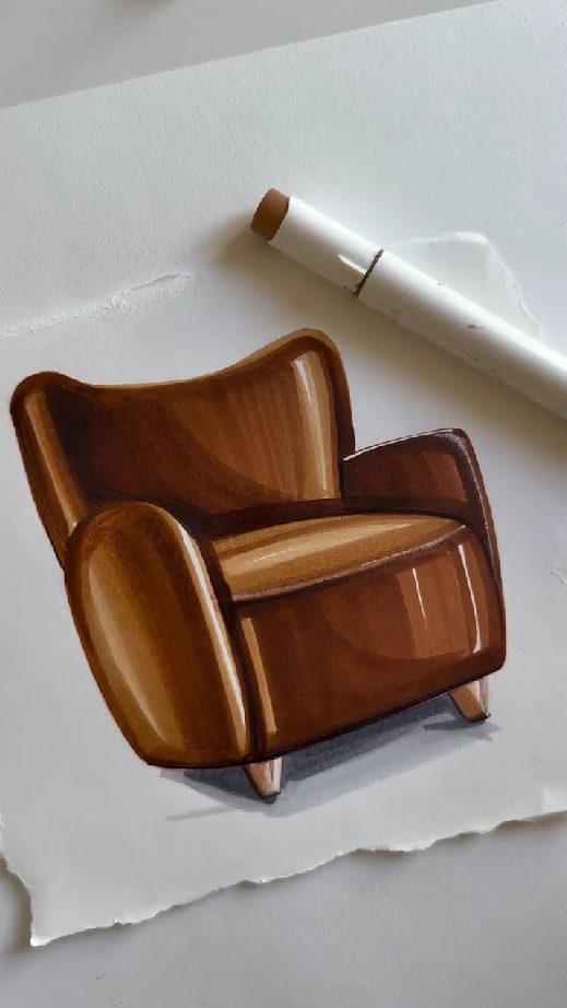 How simple lines can create a realistic sofa sketch