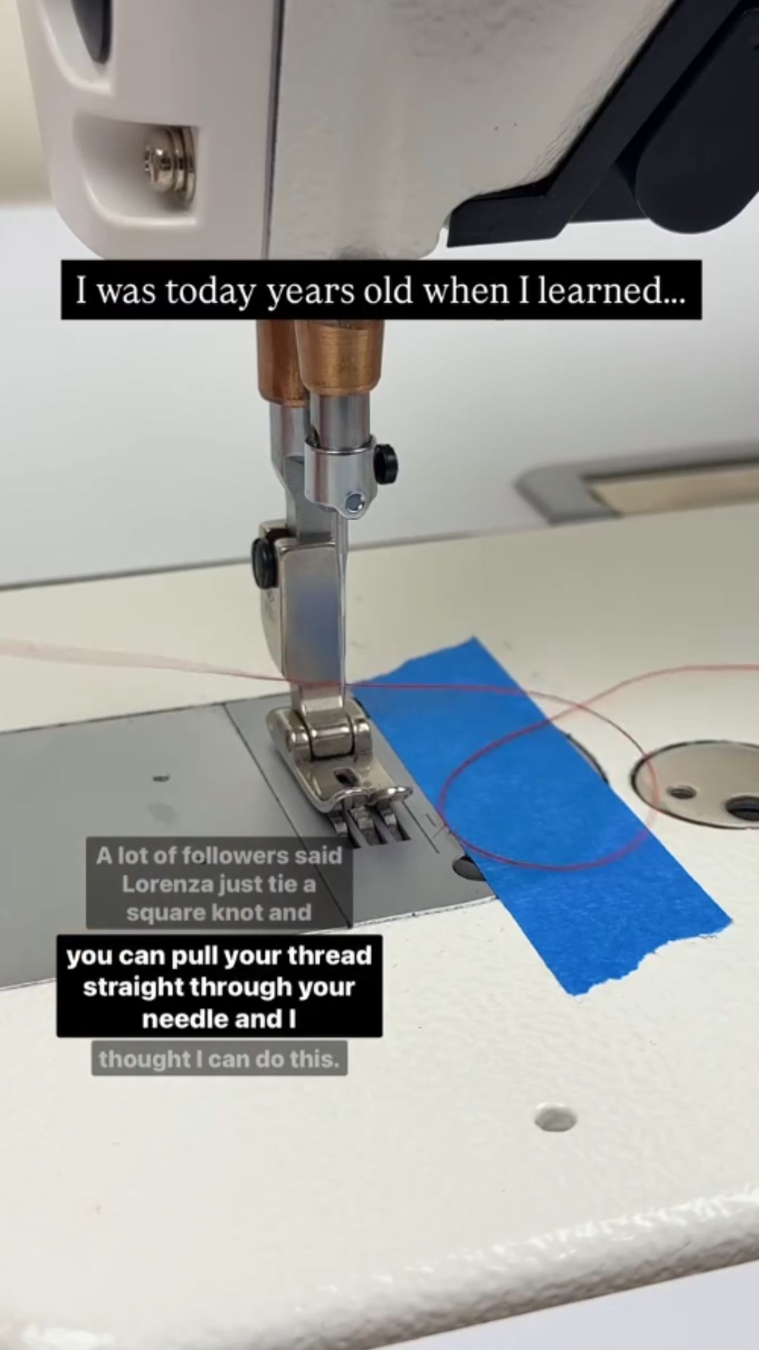 A simple square knot makes changing thread colors easier