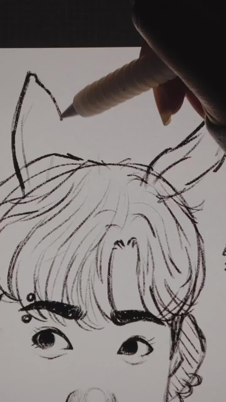 Jungkook fan art with a bunny theme