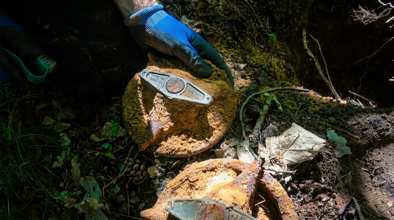 US collar tabs and ammo found in a WWII forest