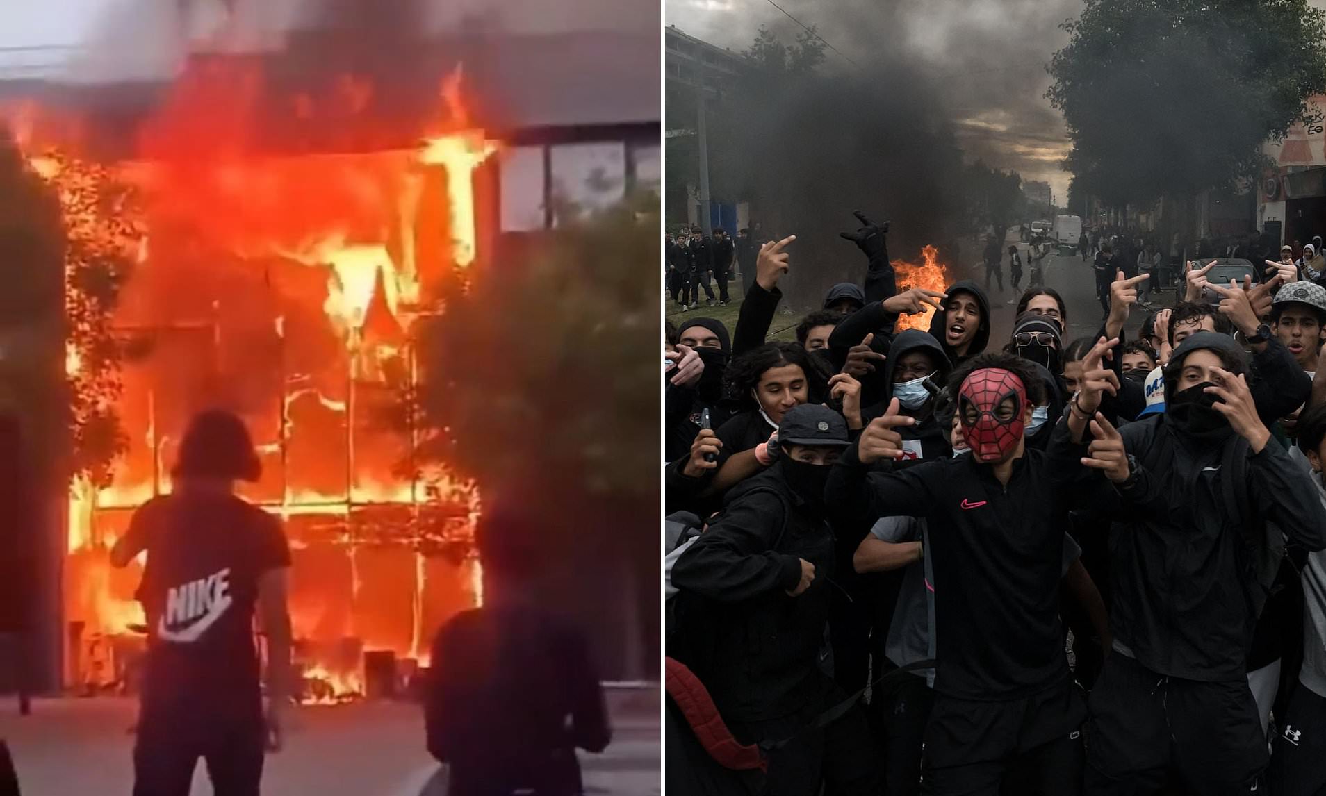 ‘Student’ riots rock France as masked men torch schools and douse ...