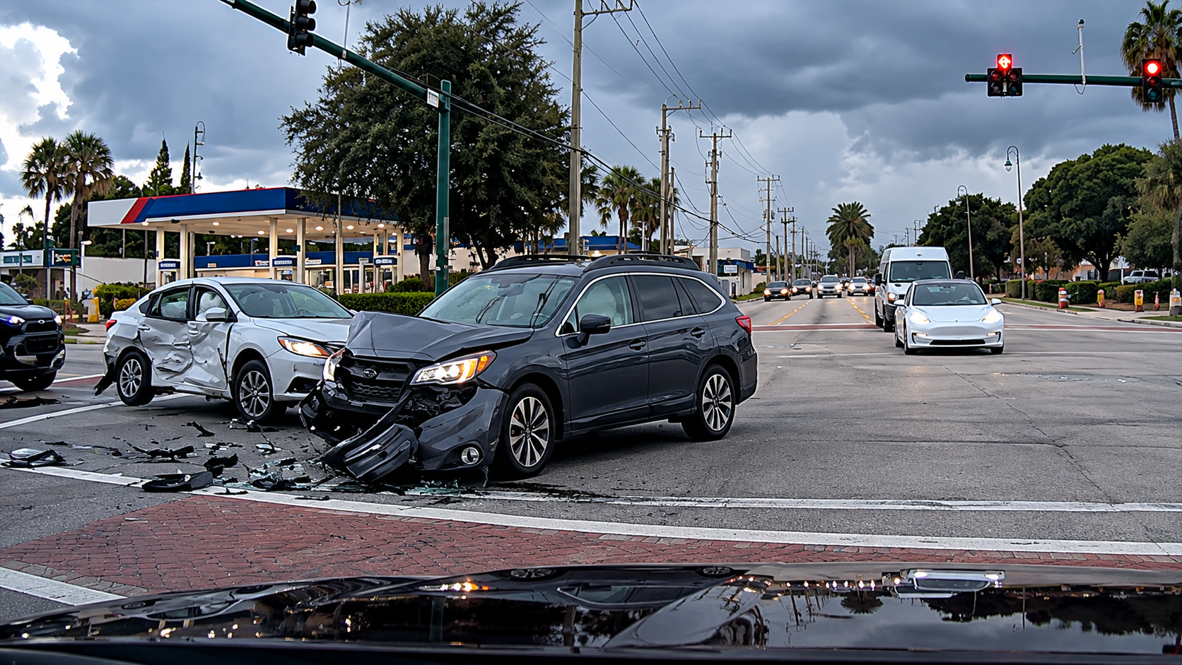 He tried rushing the turn - then the SUV became unavoidable