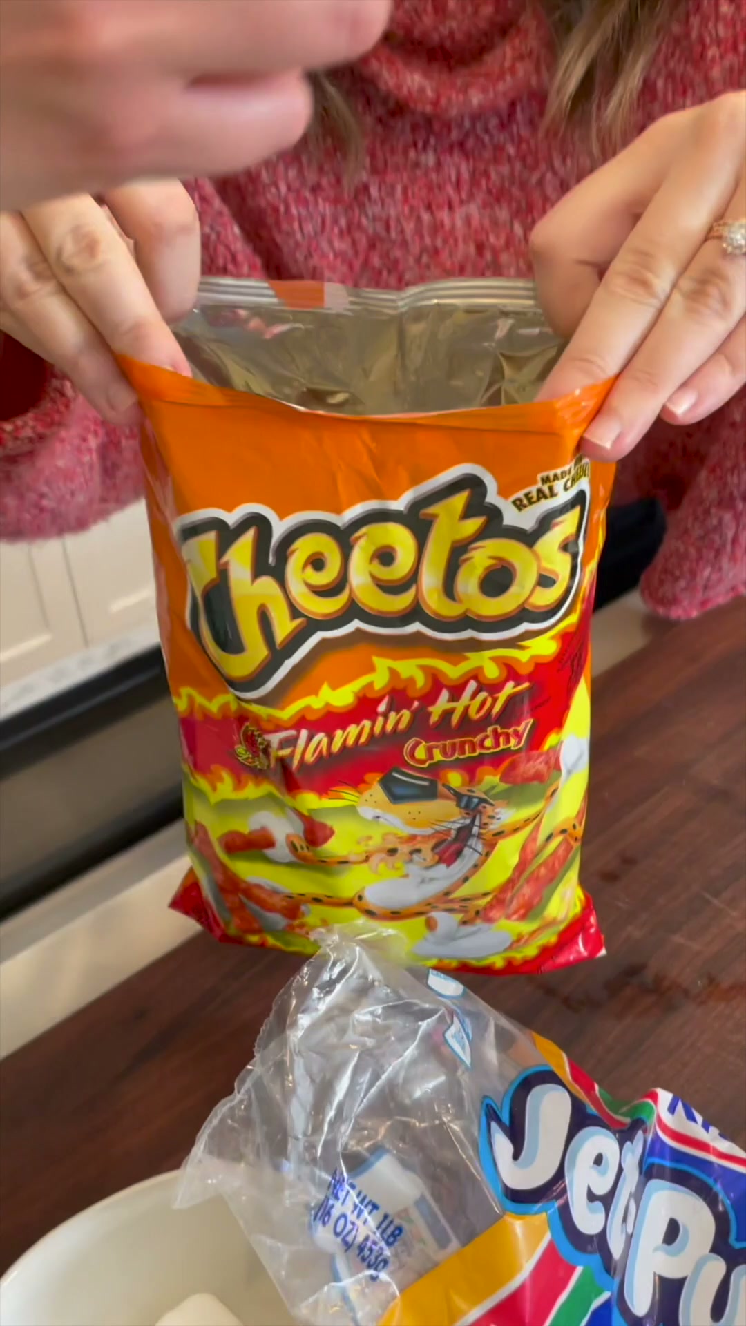 Hot Cheeto Rice Krispies with a spicy twist