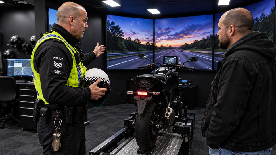 This motorcycle simulator lets riders face danger without crashing