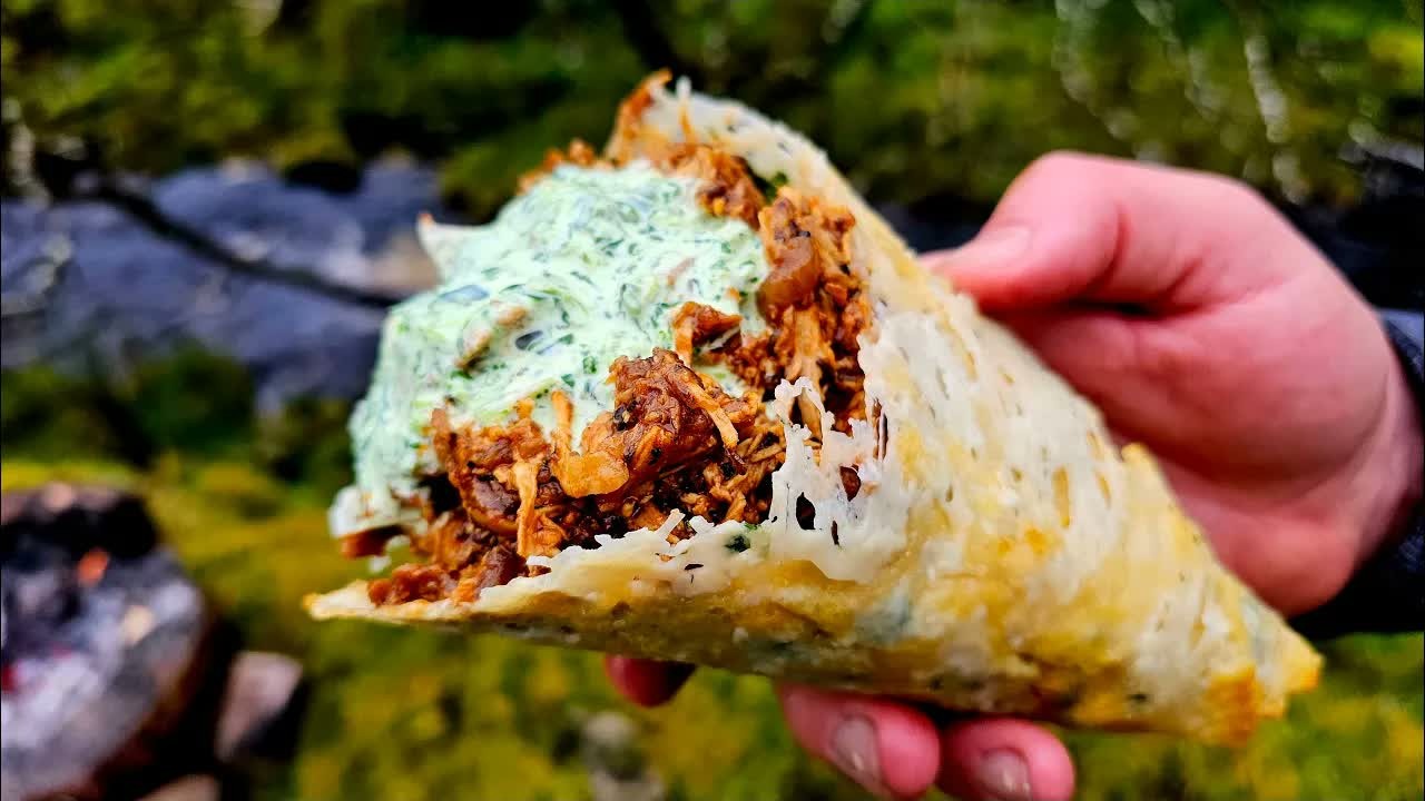 Crispy cones were hiding juicy shredded chicken inside