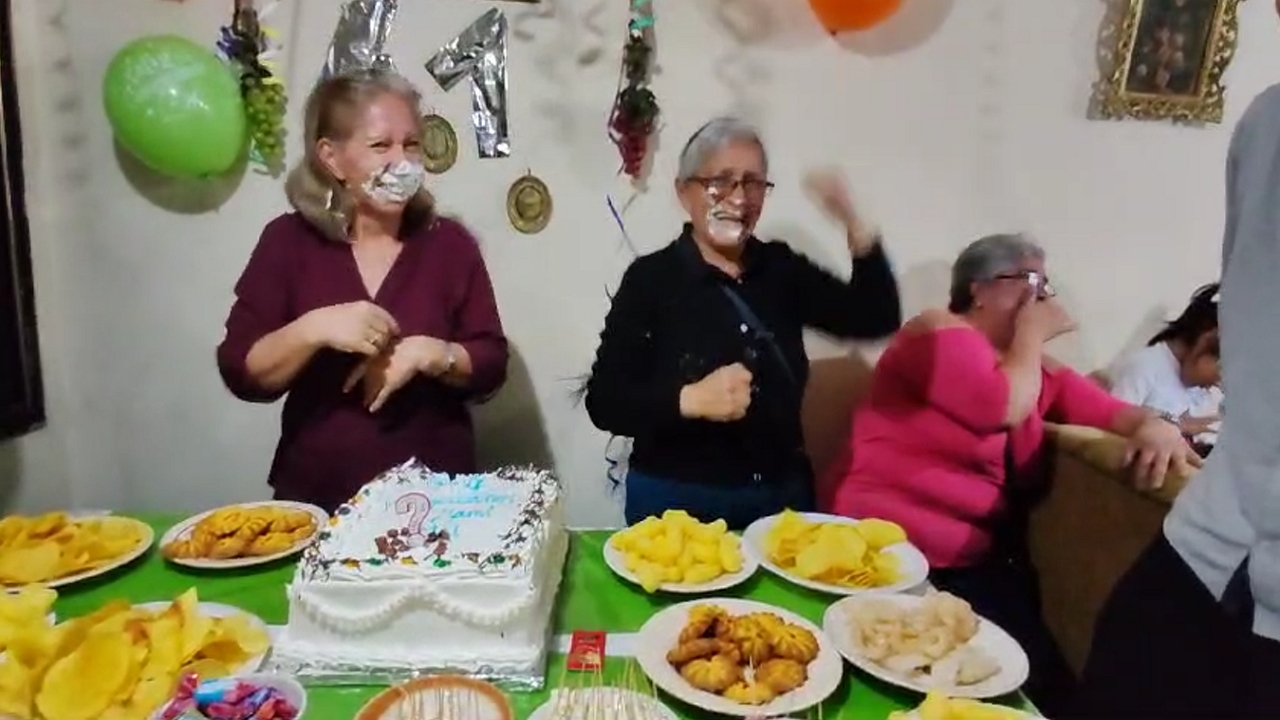 Birthday celebration turns into a hilarious cake-smearing fight
