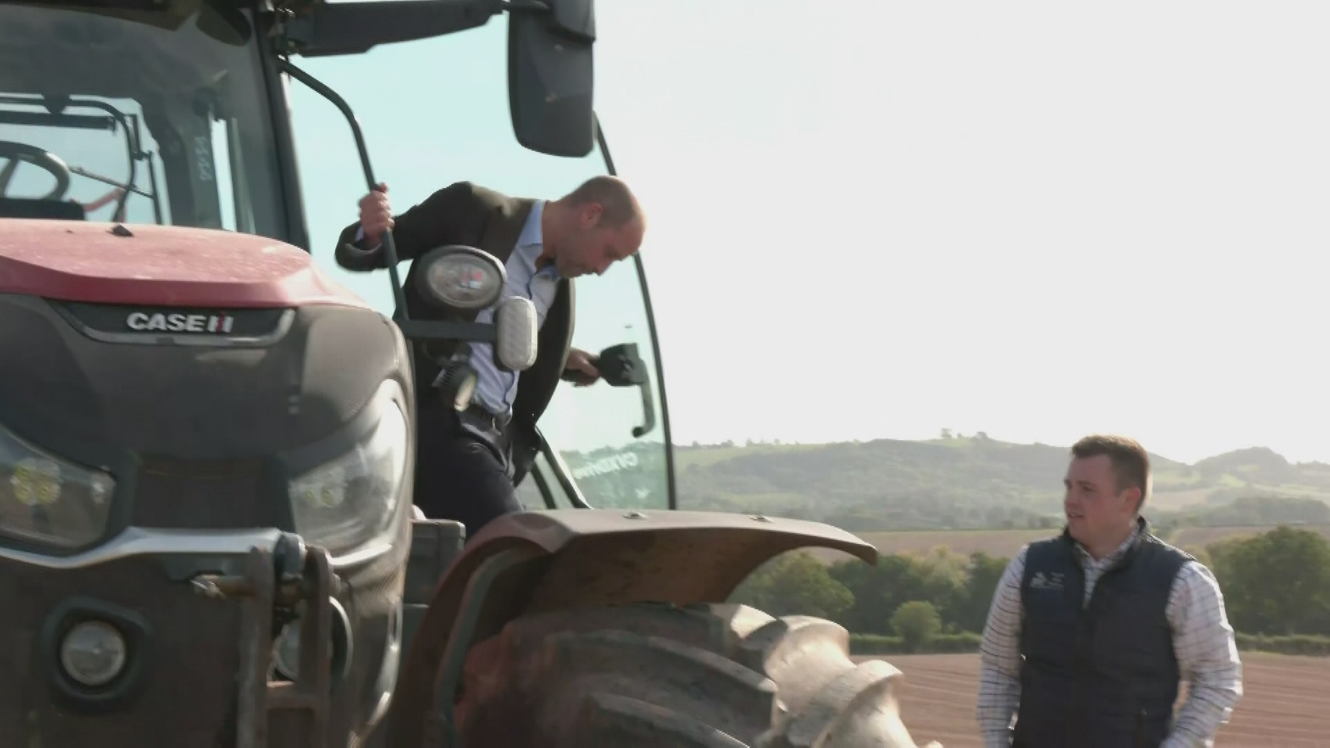 Prince William drives tractor on visit to regenerative farm