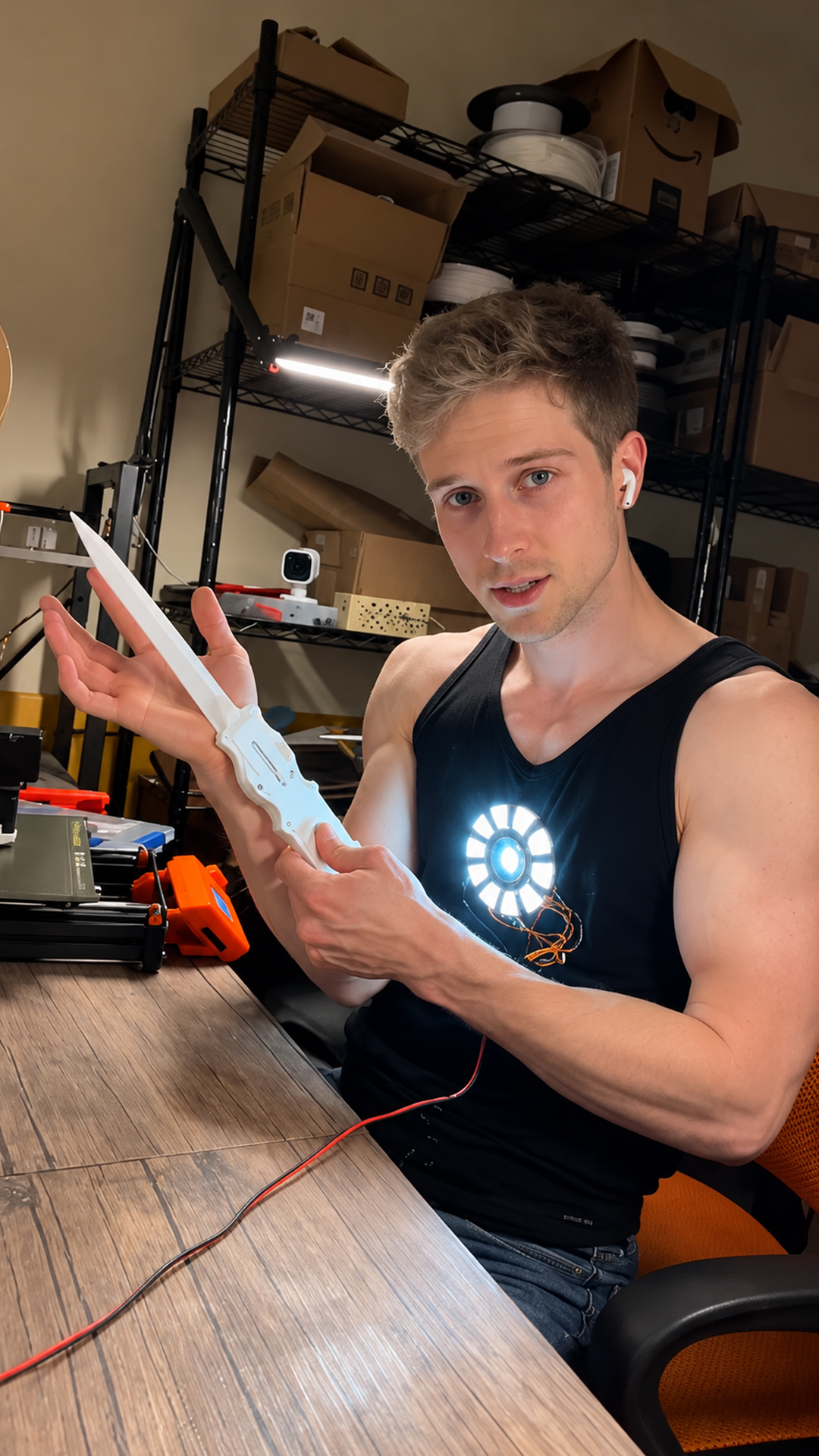 DIY Iron Man arc reactor crafted with custom LEDs and 3D-printed parts