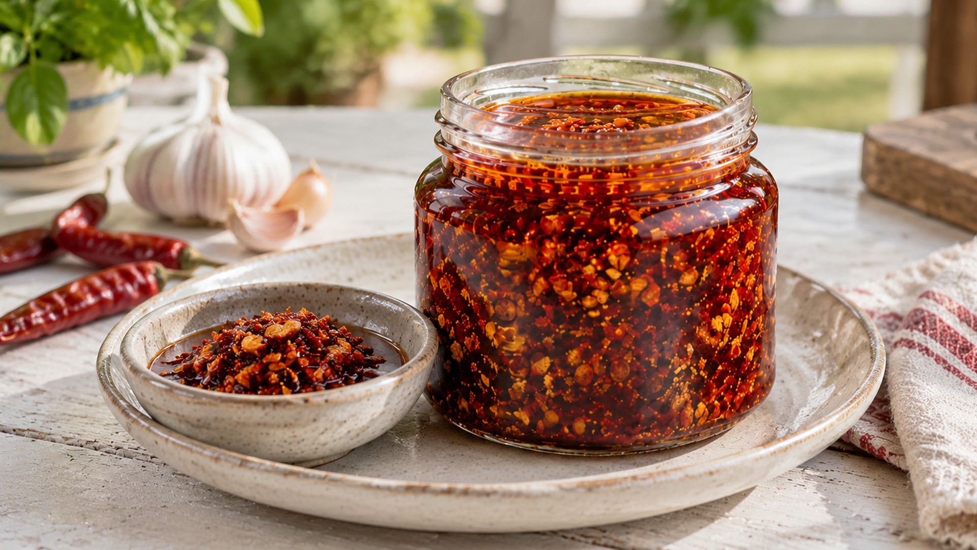 Homemade chili garlic oil packed with bold flavor