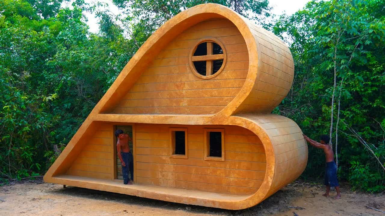 Building a two-story underground house with primitive tools in 100 days