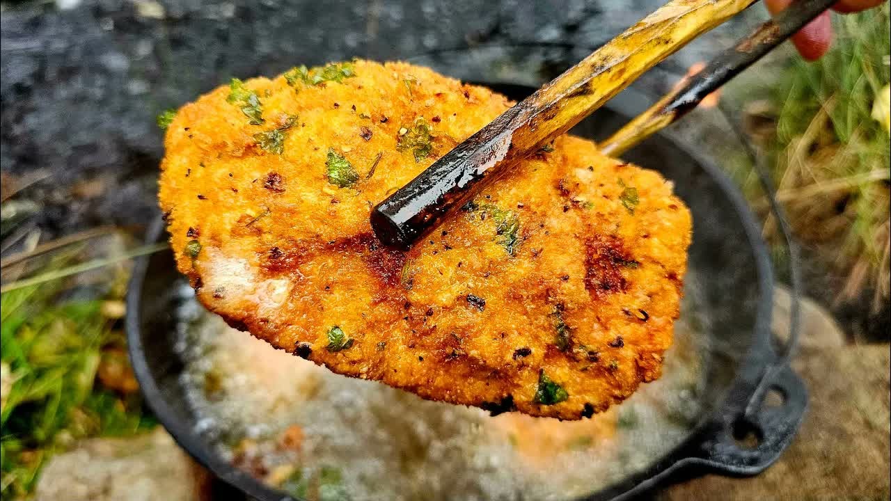 These giant chicken nuggets were made completely from scratch outdoors