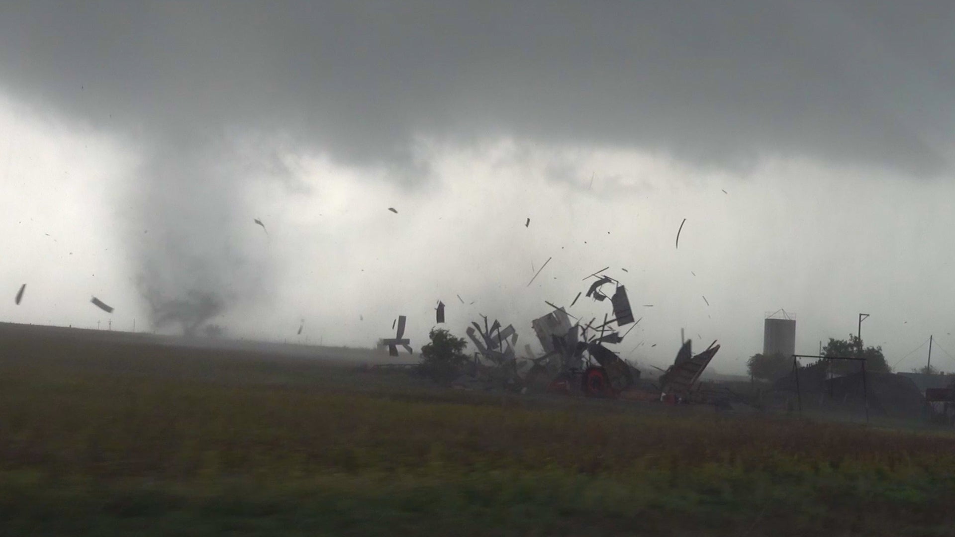 See it: Tornado obliterates barn as storms slam central Kansas