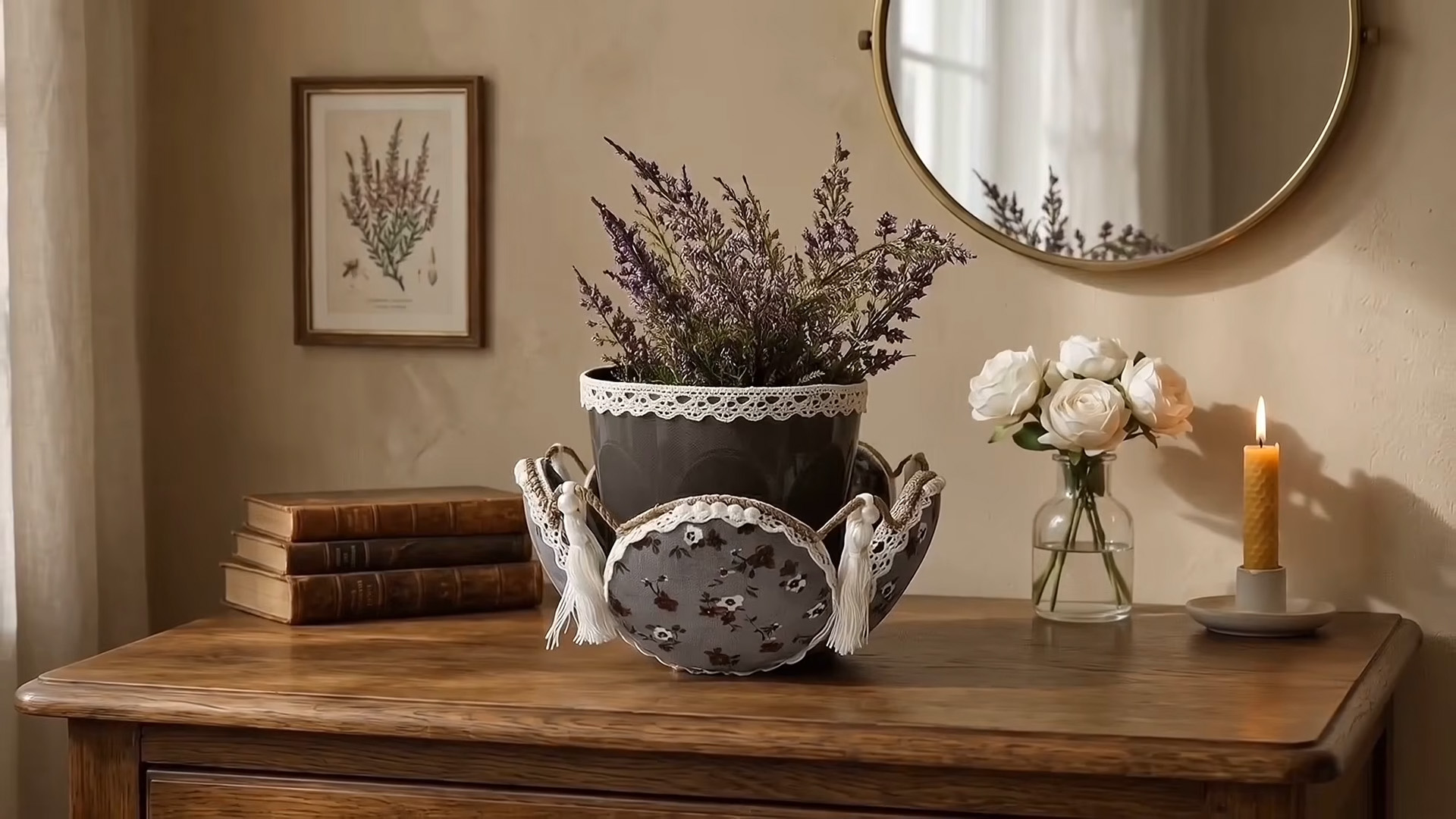 Creating DIY crafts with foam and glass jar lids