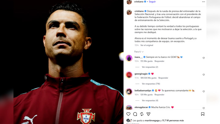 Cristiano Ronaldo, su rotundo comunicado y la reacción de Georgina tras ...