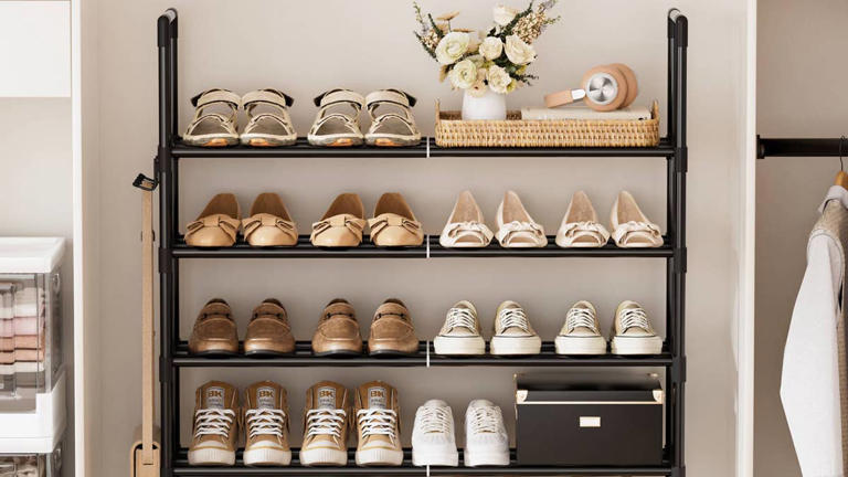 Walmart’s $20 expandable shoe rack gives closet clutter a custom-fit fix