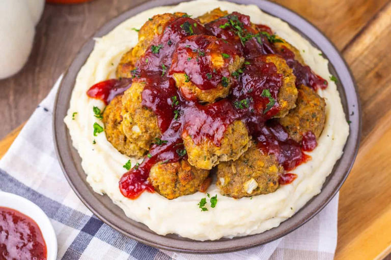 Turkey stuffing meatballs