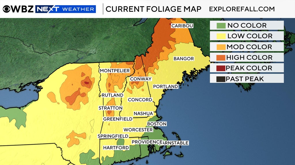Fall foliage map shows colors in New Hampshire's White Mountains ...