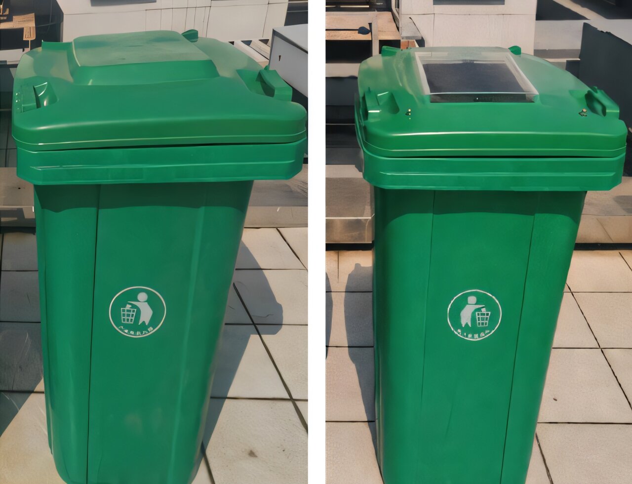 Solar-powered trashcan lid insert gets rid of garbage stink