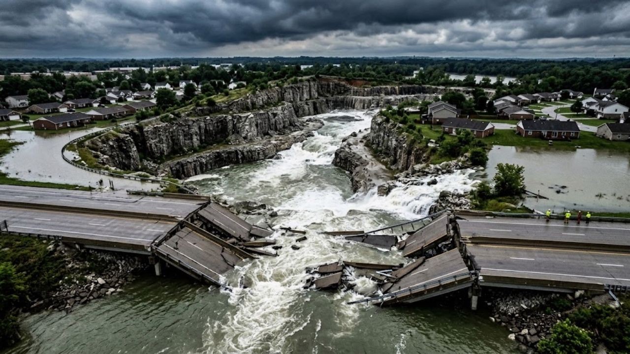 White River floods Indiana quarry, causing major collapse