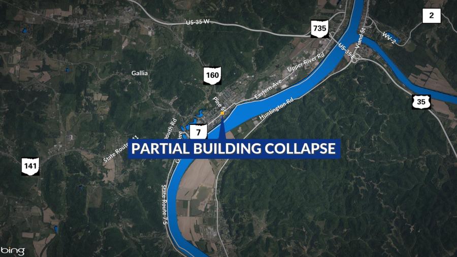 Partial building collapse in Gallipolis closes road