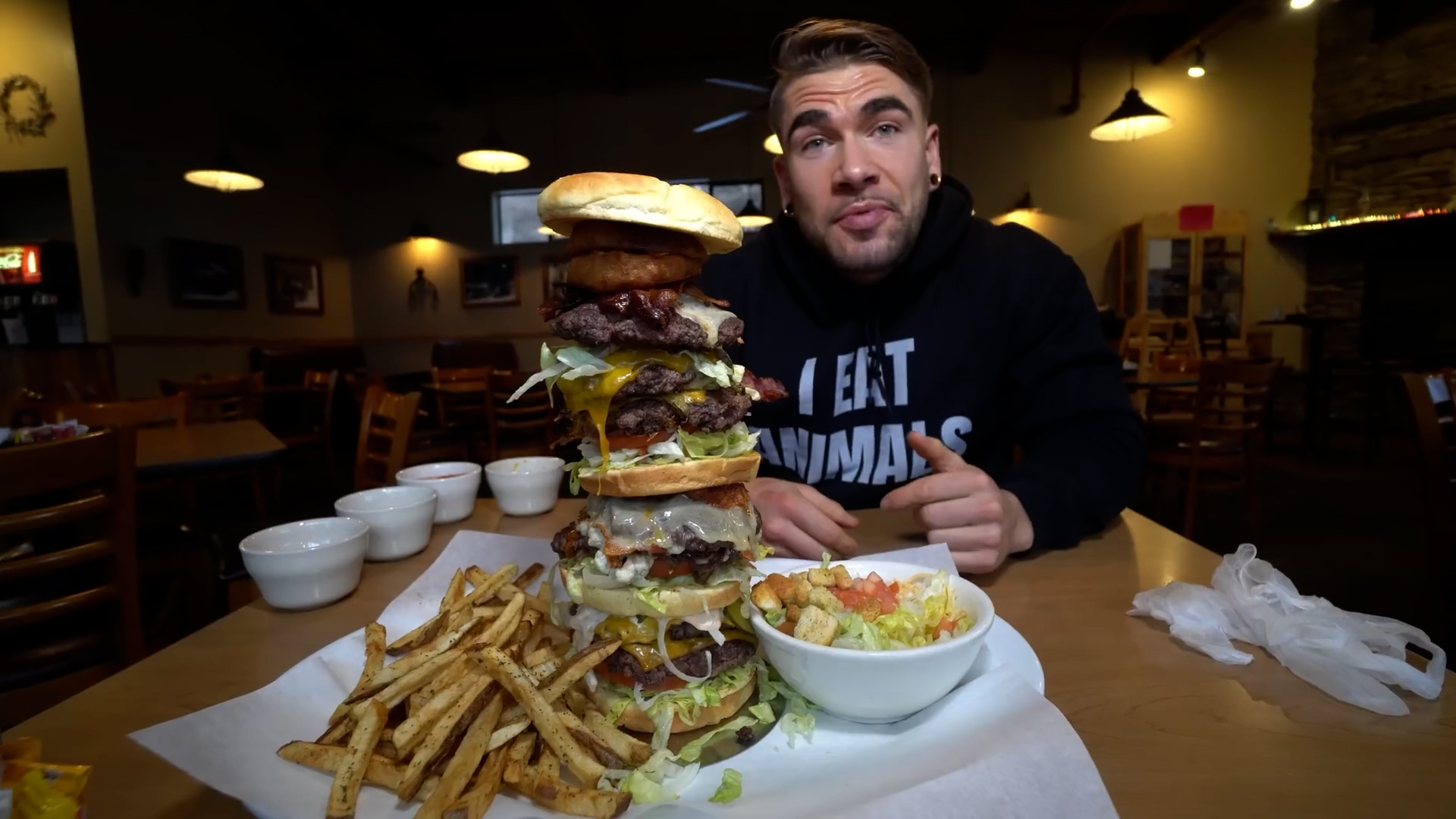Man attempts undefeated 7-burger mountain challenge