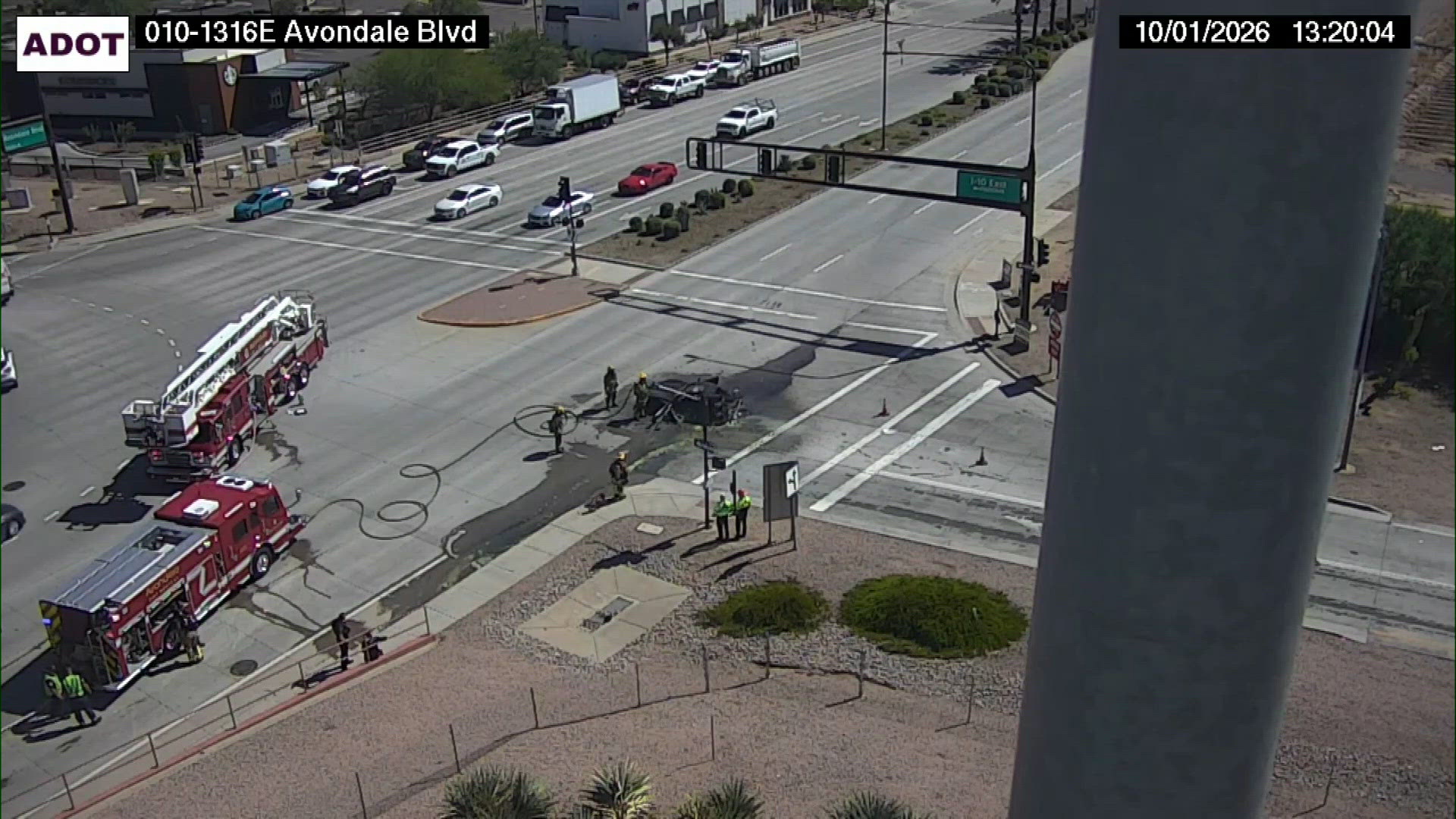 Firefighters extinguish car fire at I-10 offramp in Avondale