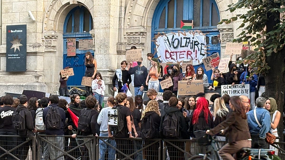 French protests over school conditions spread as students set fires and ...
