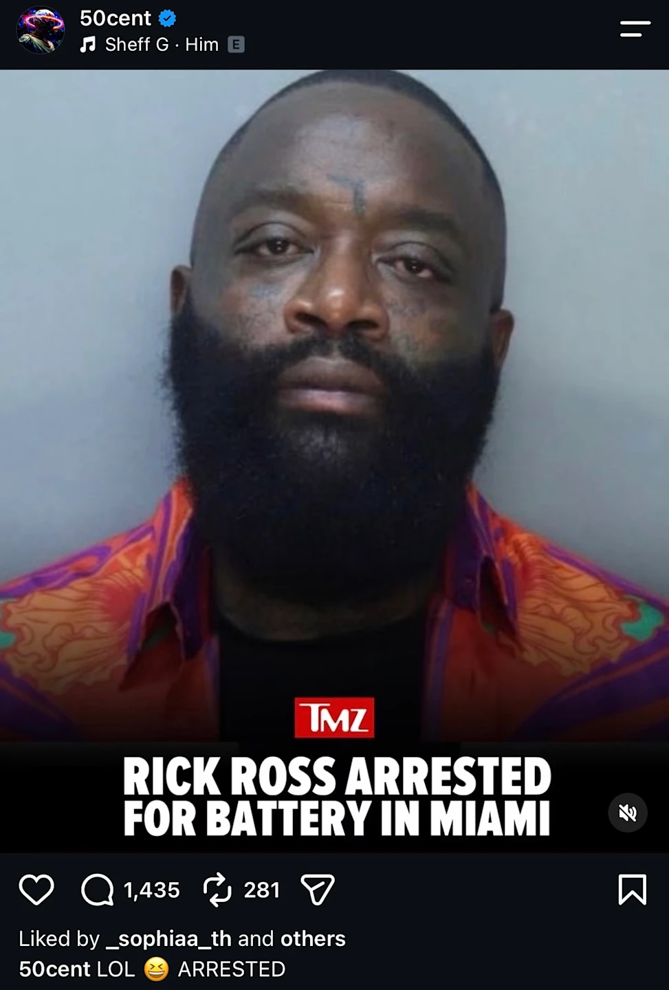50 Cent shares quick reaction to Rick Ross domestic violence arrest: 'Lol'