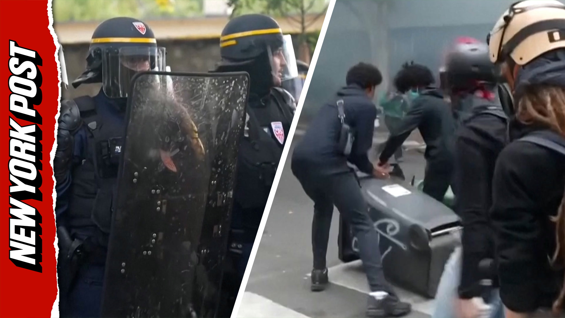 French students clash with riot police during chaotic protest over ...