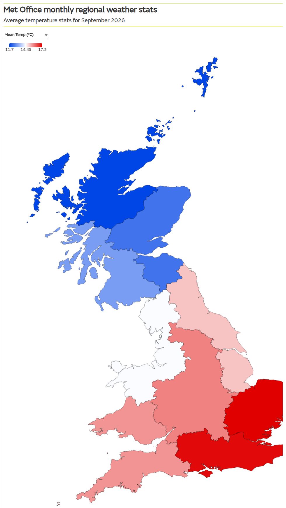 September 2026 weather stats: A regional breakdown