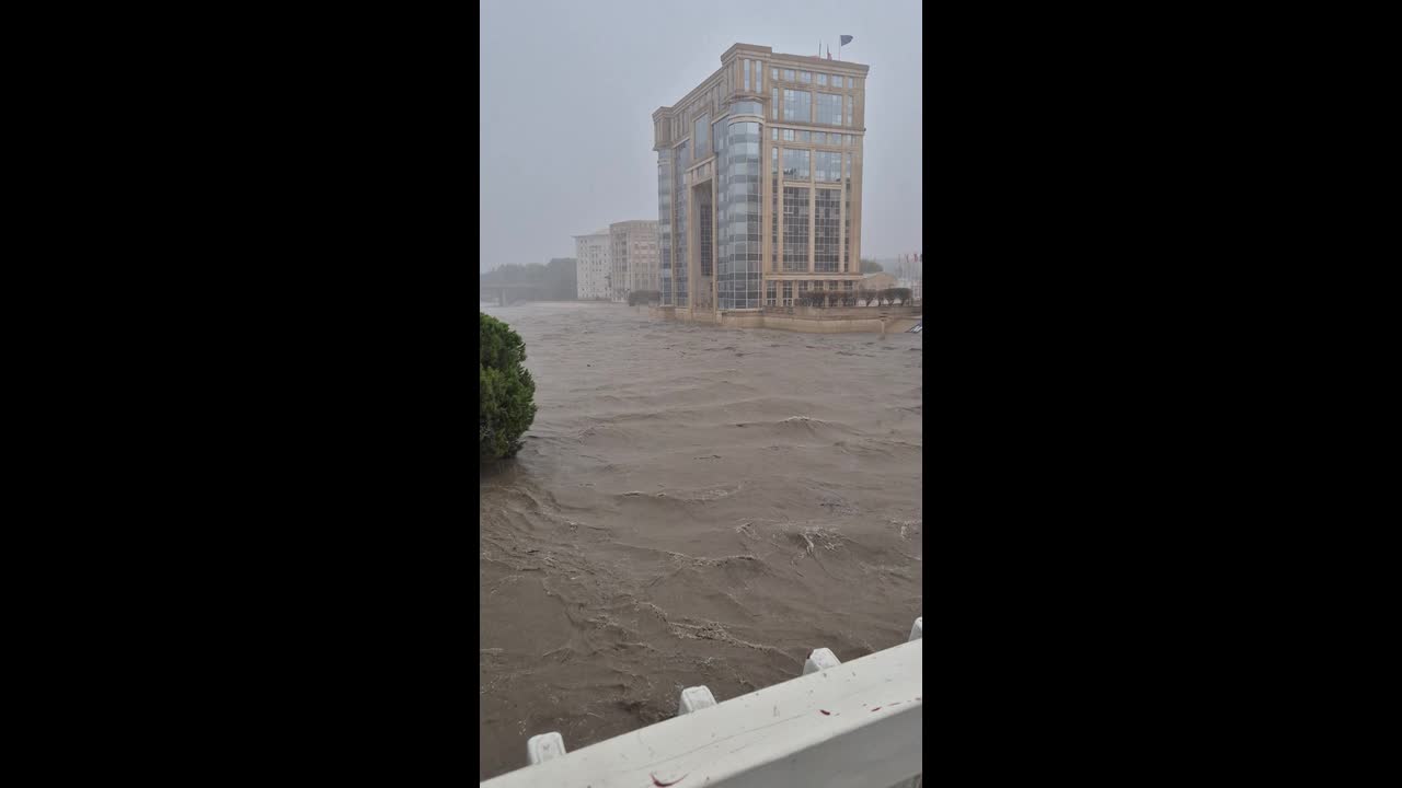 Lez River overflows and floods Montpellier during severe storm in France