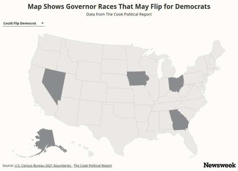 Map shows governor races that may flip for Democrats month before midterm