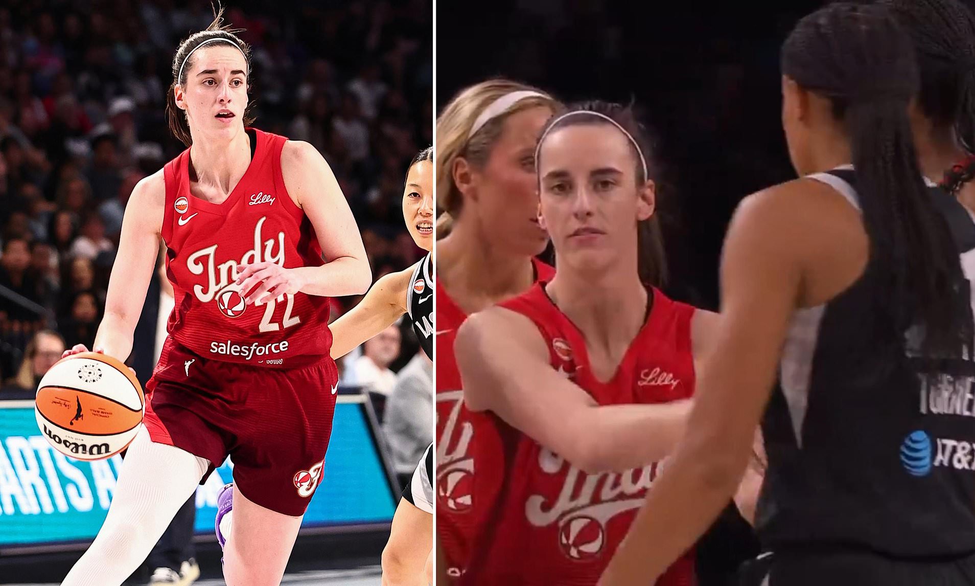 Caitlin Clark shoves ex-teammate as tense playoff clash with Aces ...