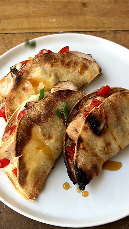 Grilled turkey caprese tacos with fresh mozzarella
