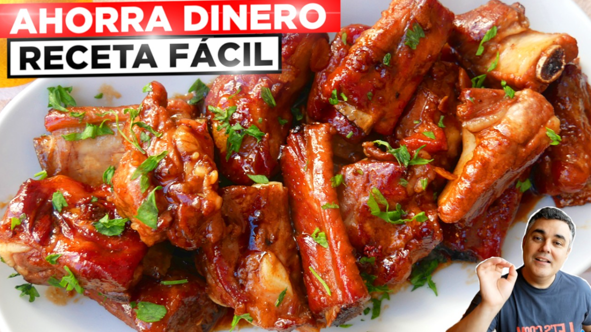 Costillas de cerdo caramelizadas baratas y fáciles por solo 2€ por persona