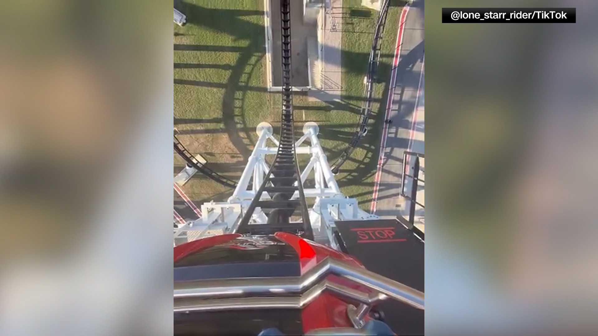 Video captures scary moment when roller coaster gets stuck at vertical drop