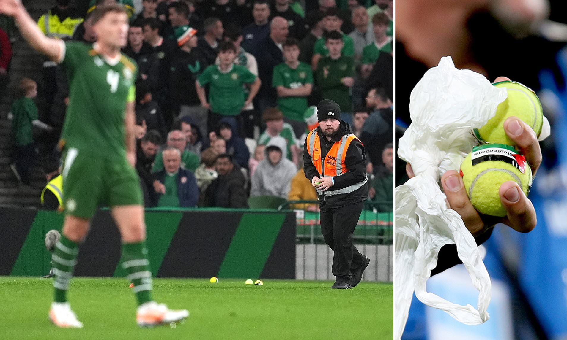 Ireland fans disrupt Austria clash in Israel protest: Tennis balls ...