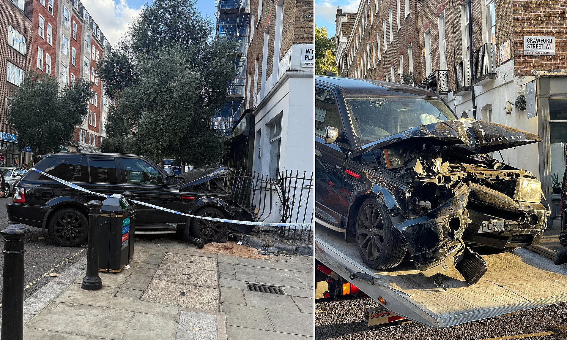 'Stolen' Range Rover ploughs into solicitors on upmarket London street