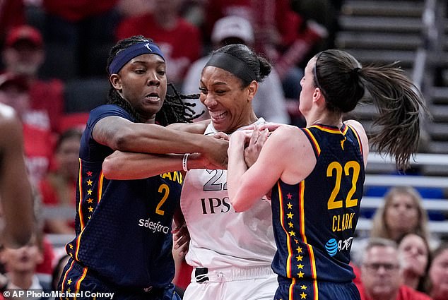 Caitlin Clark shoves ex-teammate as tense playoff clash with Aces ...