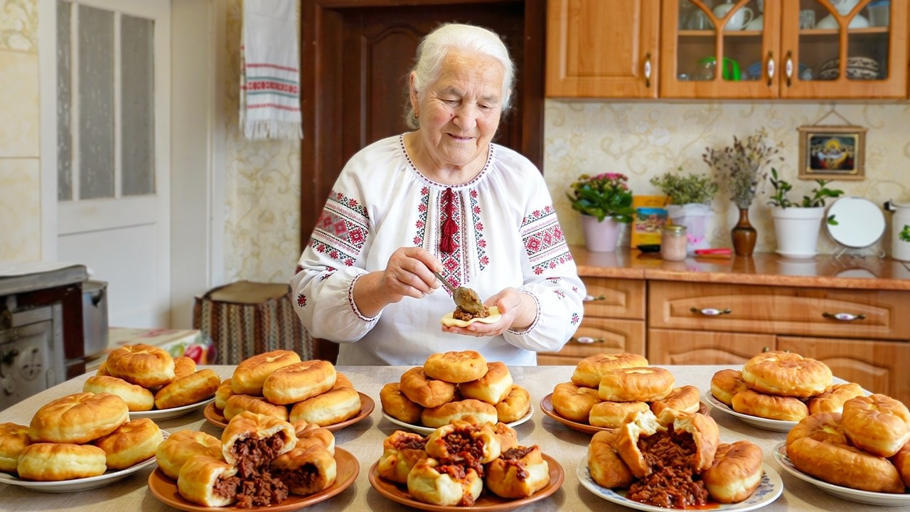 Cozy village life: Homemade meat buns, baked fish & simple country living