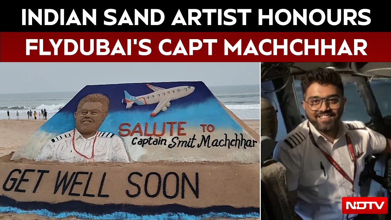 Flydubai hero Captain Smit Machchhar honoured by sand artist Sudarsan ...