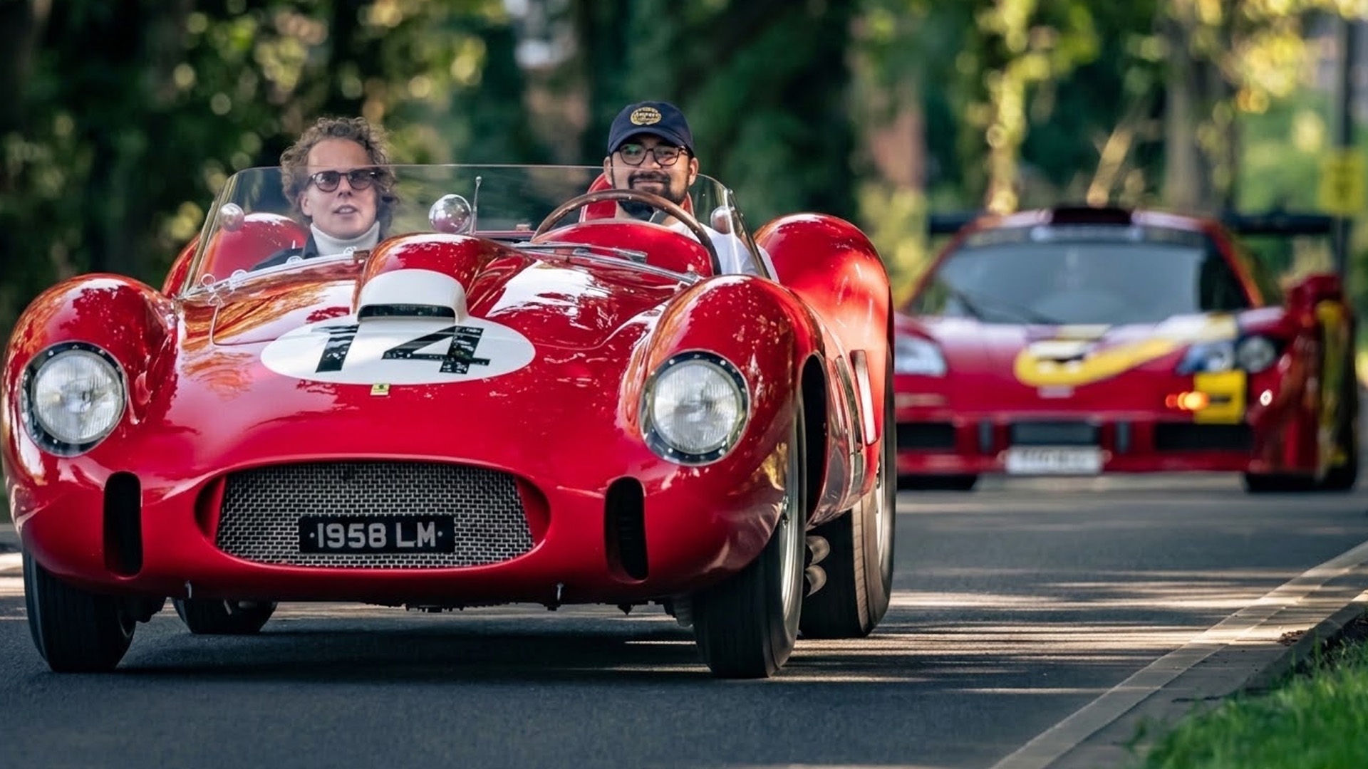 Ferrari 250 Testa Rossa leads a McLaren F1 GTR drive