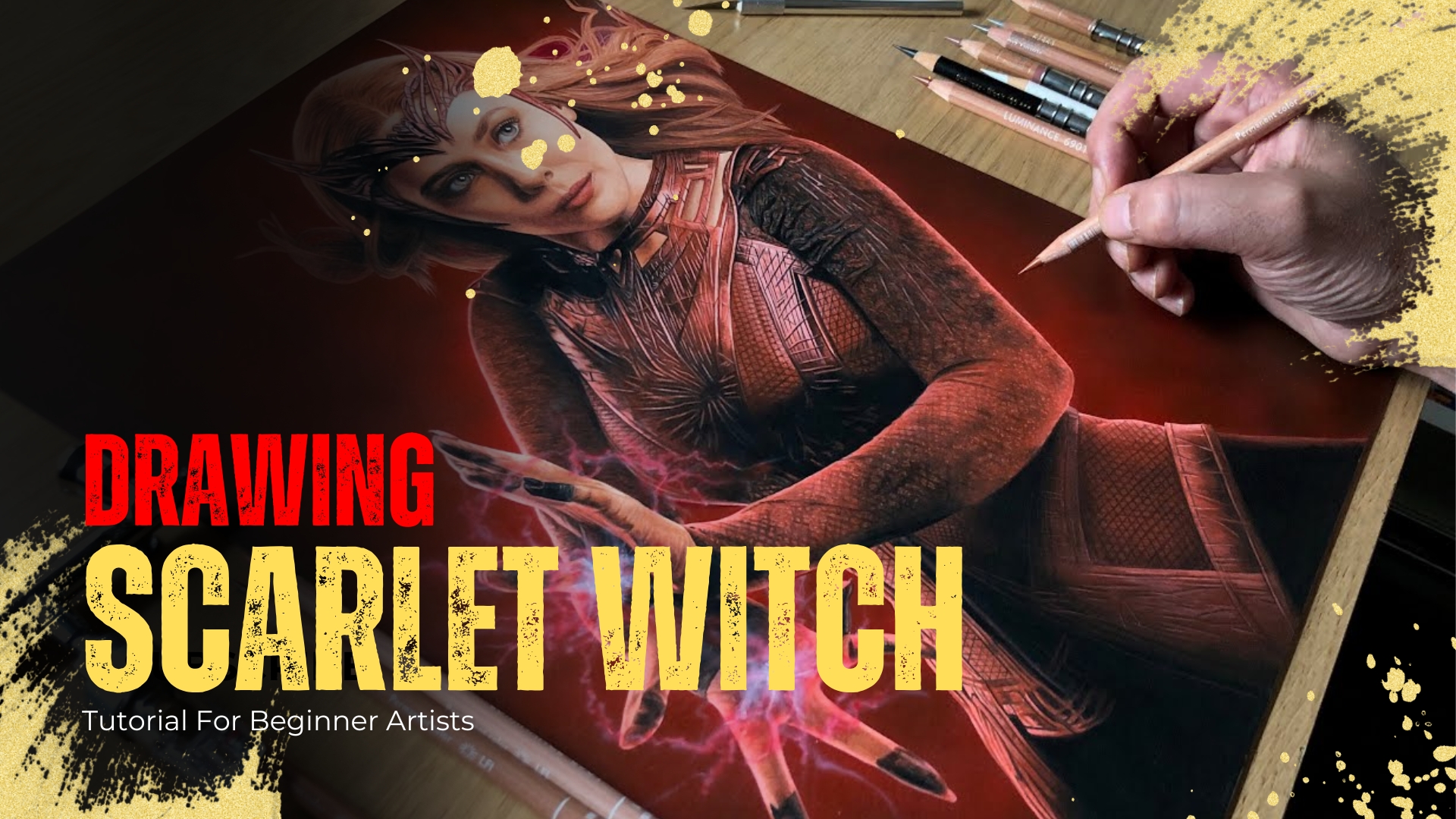 Scarlet Witch drawing tutorial for beginner artists