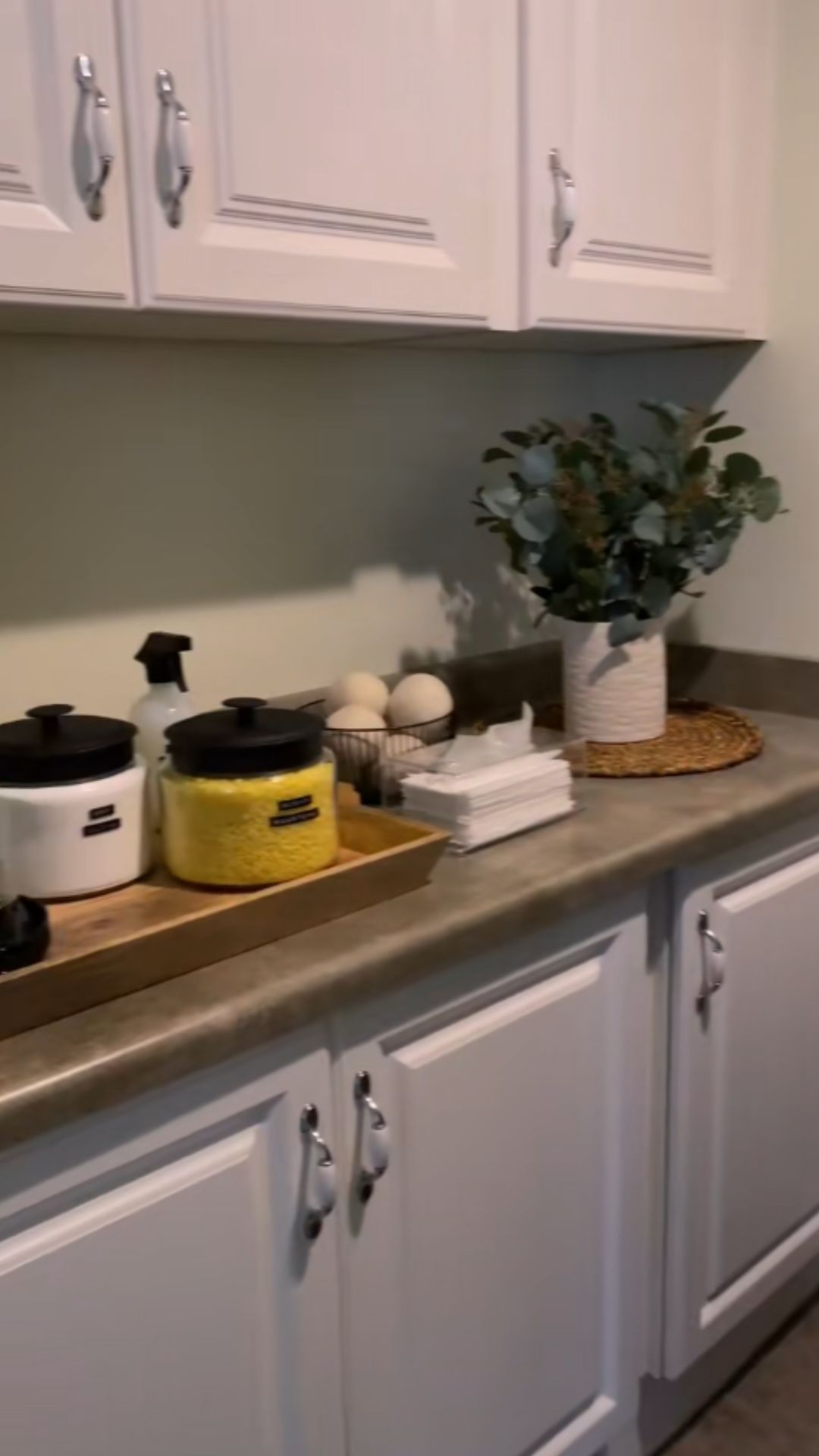 Laundry room makeover with a stylish detergent dispenser