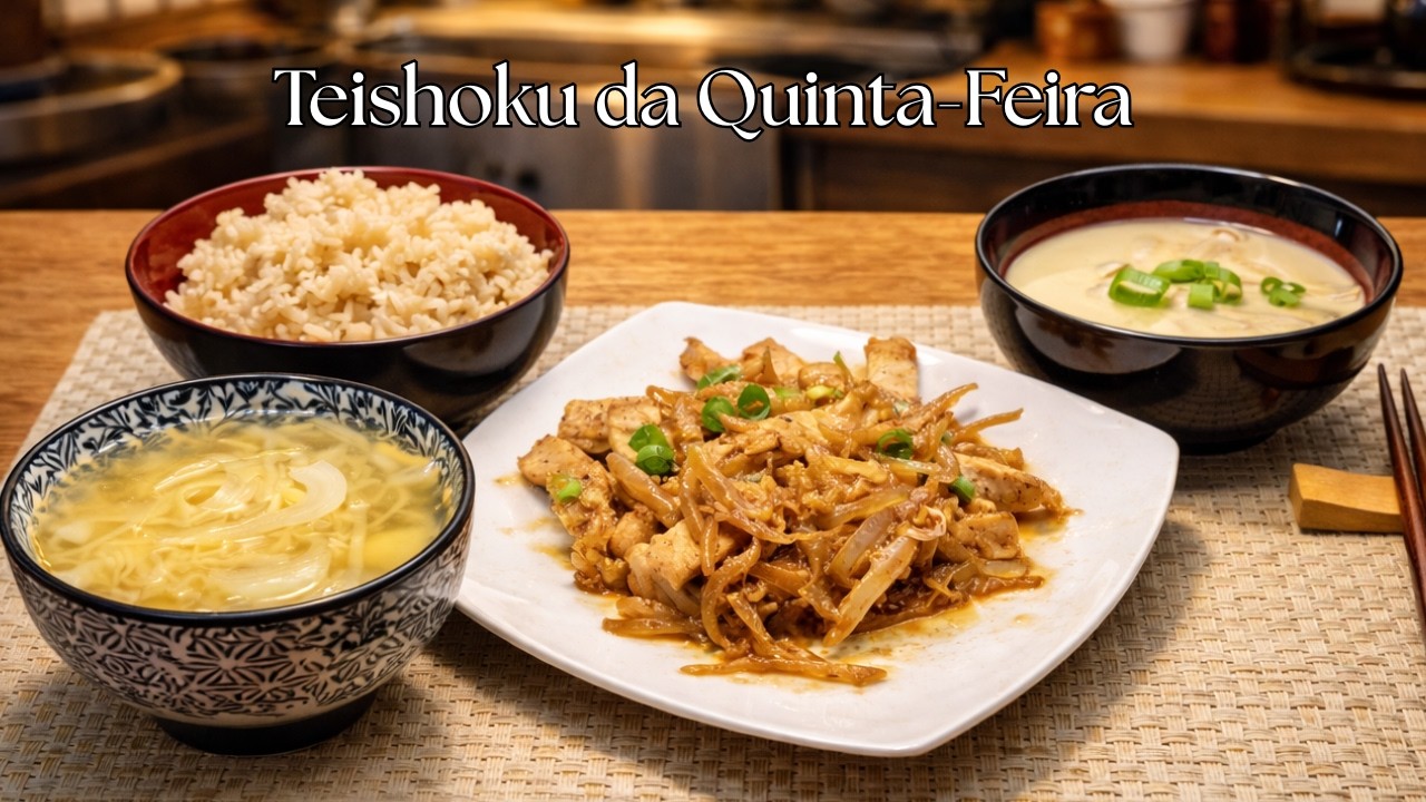 Teishoku japonês com buta missô para uma refeição completa